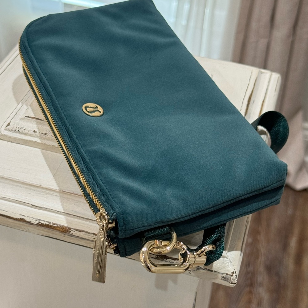 Lululemon Athletica Green Clutch with Gold Accents